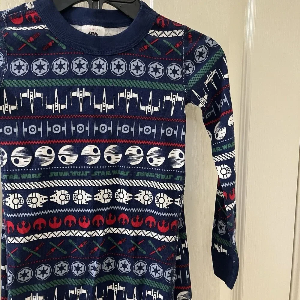 Hanna Andersson Star Wars Holiday Fair Isle 2-Pc Long John Pajamas Size 110 US 5